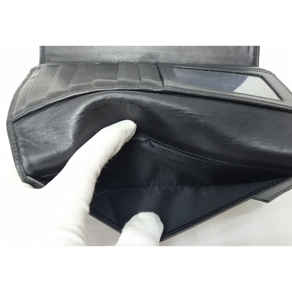 Coach Signature Black Canvas Buckle Credit Card ID Window Trifold Wallet - Picture 13 of 14